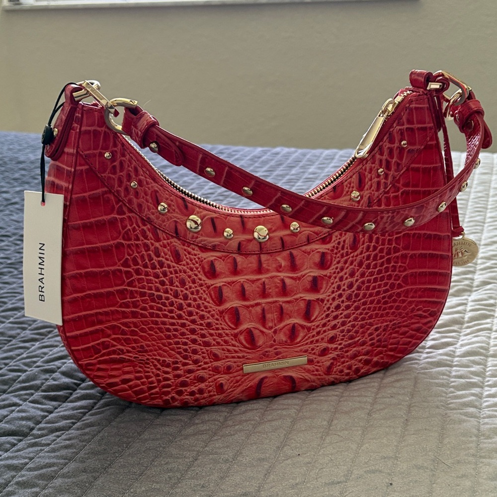 Brahmin Red Embossed Shoulder Bag